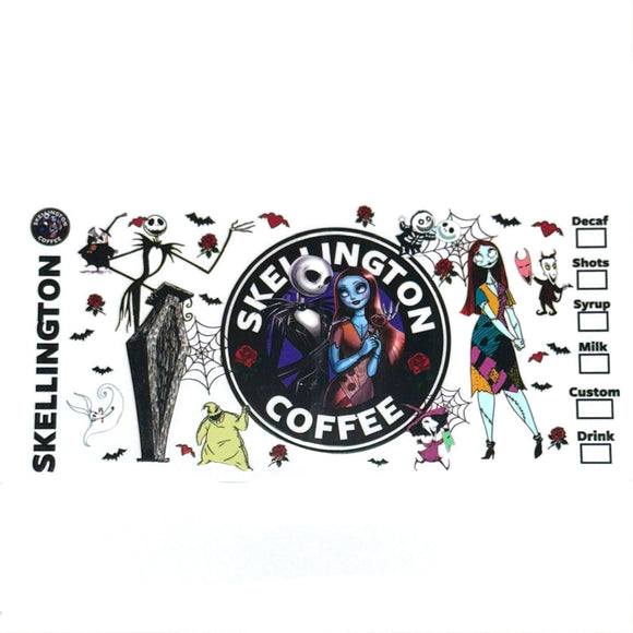 Skellington Coffee - 16oz UV DTF Cup Wrap