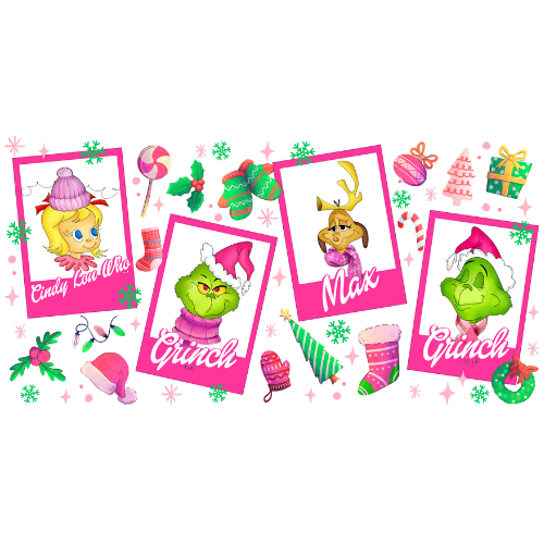 Grinch Uv Dtf Wraps Grinch Can Glass Cups Grinch Cups Uv Dtf Cup Wrap  Stickers Uv Dtf Decals Christmas Uv Dtf 