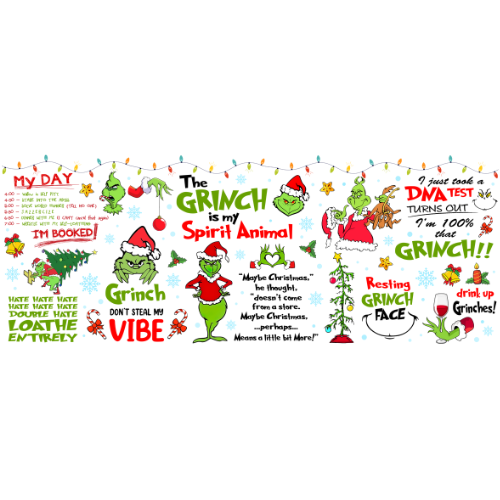 The Grinch Is My Spirit Animal - 16oz UV DTF Cup Wrap