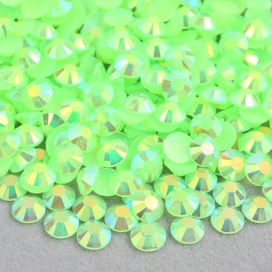Jelly Lime Green AB - Rhinestone Flatback Non Hot Fix