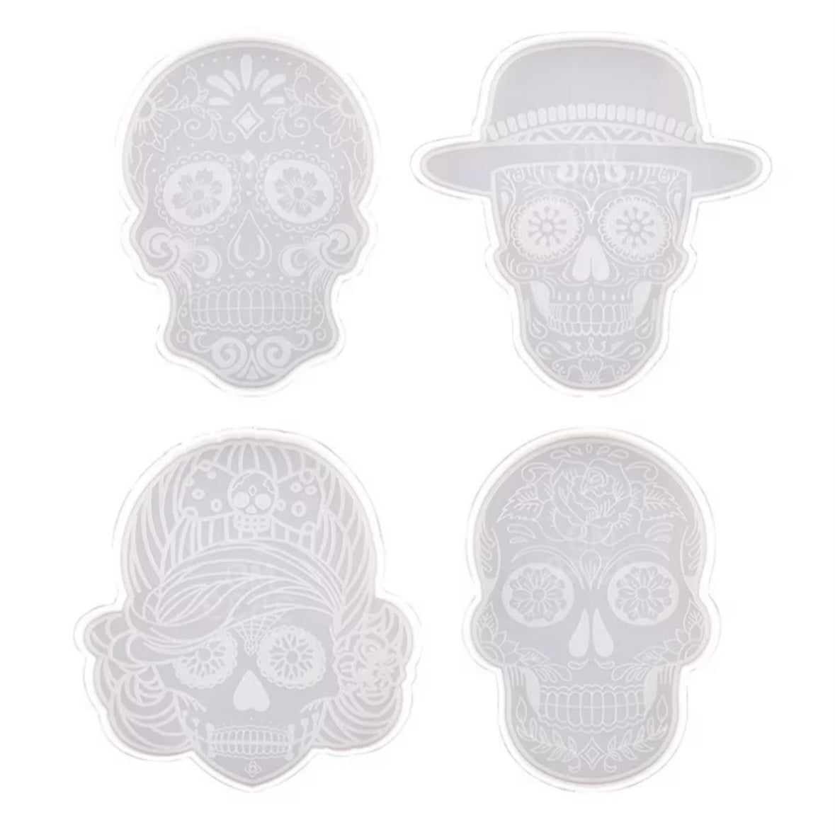 Sugar Skull 4 Piece Coaster Mold Set