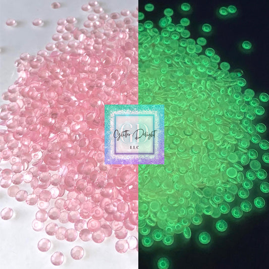 Transparent Pink Luminous - Glow In The Dark Rhinestones